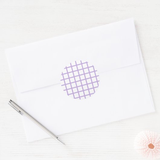 Trellis Soft Lavendel - Wit Ronde Sticker (Envelop)