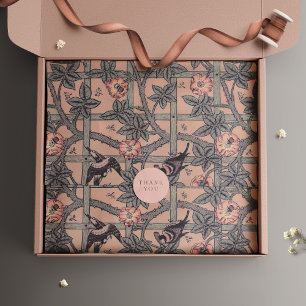 Trellis Vogels William Morris Paars Vintage Bloemm Tissuepapier