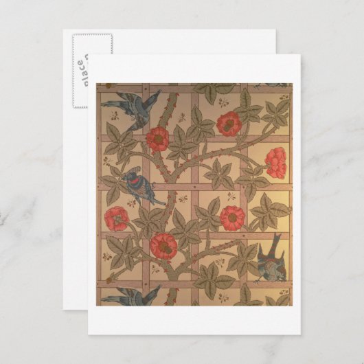 'Trellis' wallpapierontwerp, 1864 Briefkaart (Voorkant / Achterkant)