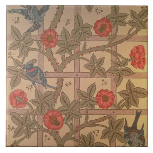 'Trellis' wallpapierontwerp, 1864 Tegeltje (Voorkant)
