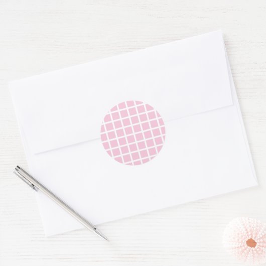 Trellis White - Lichtroze Ronde Sticker (Envelop)