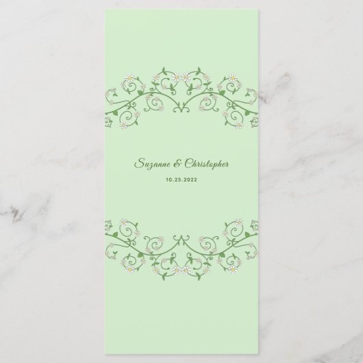 Trellis White Vine Heart op Mint Flat Menu (Achterkant)