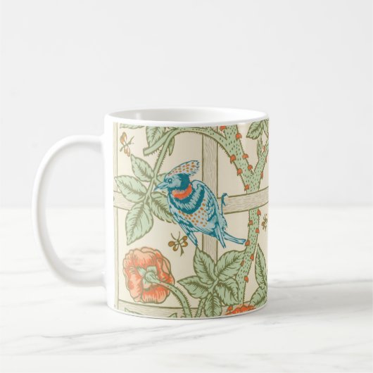 Trellis William Morris Bloemvogels patterend Koffiemok (Links)