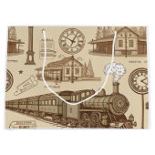 Tremaintjes Treinstation Patroon (1) Groot Cadeauzakje (Voorkant)