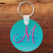 Tremendous Turquoise Budget Wedding Monogram Sleutelhanger (Voorkant)