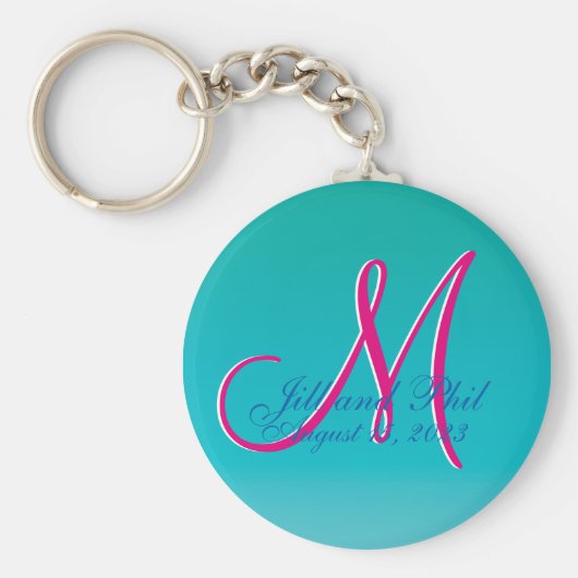 Tremendous Turquoise Budget Wedding Monogram Sleutelhanger (Voorkant)