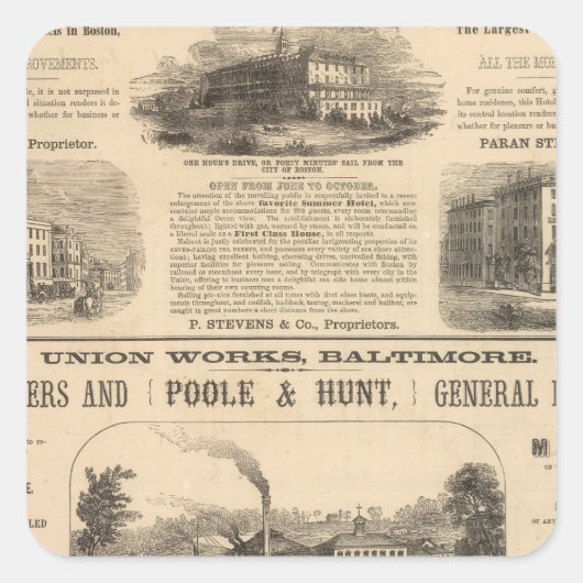 Tremont House, Boston hotel Nahant House Vierkante Sticker (Voorkant)