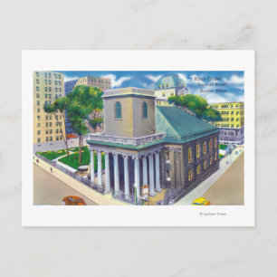 Tremont Street Uitzicht van Kings Chapel Briefkaart