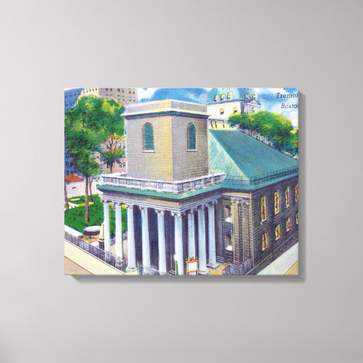Tremont Street Uitzicht van Kings Chapel Canvas Afdruk (Voorkant)