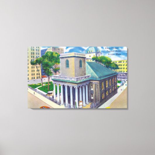 Tremont Street Uitzicht van Kings Chapel Canvas Afdruk (Voorkant)