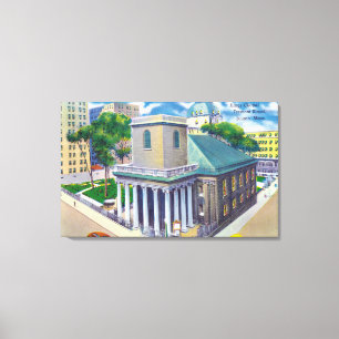 Tremont Street Uitzicht van Kings Chapel Canvas Afdruk