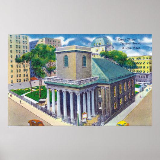 Tremont Street Uitzicht van Kings Chapel Poster (Voorkant)