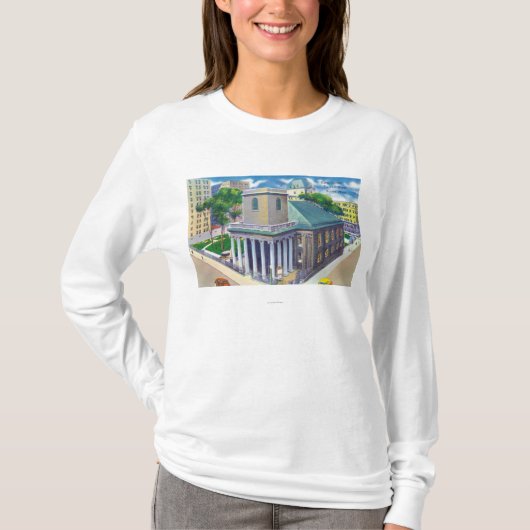 Tremont Street Uitzicht van Kings Chapel T-shirt (Voorkant)