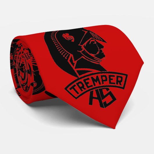 Tremper Trojan Stropdas - Scarlet/Black (Opgerold)