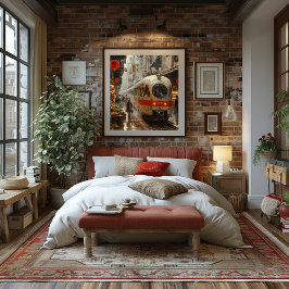 Tren en Mercado Urbano: Impresionista y Realista. Perfect Poster