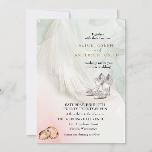 Trenby Bride Veil Green Wedding Kaart (Voorkant)