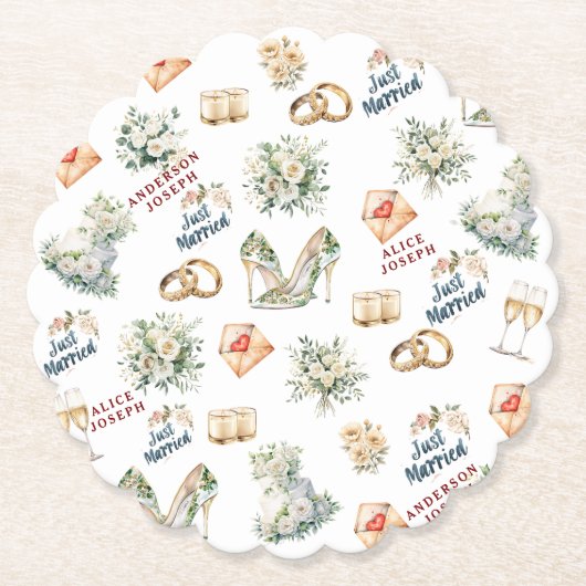 Trenby Bruids Accessoires voor bruiloft Kartonnen Onderzetters (Voorkant)