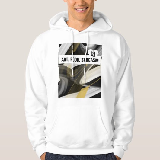 Trend Abstract Art Zwart Wit Goud Hoodie (Voorkant)