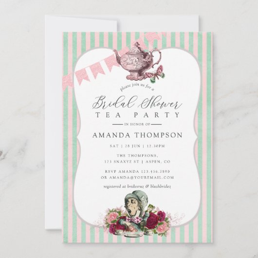 Trend Alice in Wonderland Thee Feest Bruiloft Kaart (Voorkant)