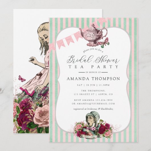 Trend Alice in Wonderland Thee Feest Bruiloft Kaart (Voorkant / Achterkant)