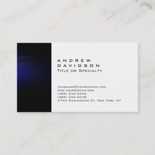 Trend Black Blue White Plain Stylish Visitekaartje (Voorkant)