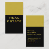Trend Black Gold Color Striped Agent Visitekaartje (Voorkant / Achterkant)