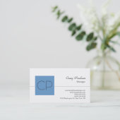 Trend Blue Monogram klassiek script Visitekaartje (Staand voorkant)