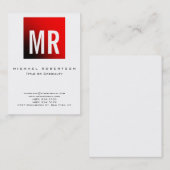 Trend Bold Fonts Monogram White Red Visitekaartje (Voorkant / Achterkant)