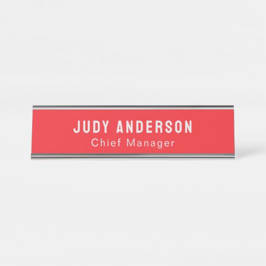 Trend Bright Red Professional Plain Modern Elegant Bureau Naambordje (Voorkant)