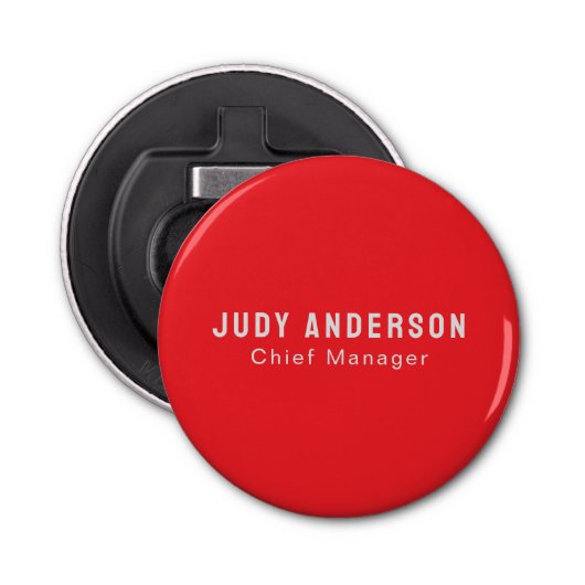 Trend Bright Red Professional Plain Modern Elegant Button Flesopener (Voorkant)