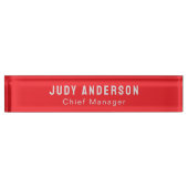 Trend Bright Red Professional Plain Modern Elegant Naambordje (Voorkant)