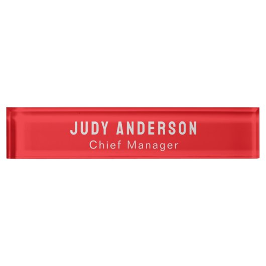 Trend Bright Red Professional Plain Modern Elegant Naambordje (Voorkant)