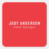 Trend Bright Red Professional Plain Modern Elegant Vierkante Sticker (Voorkant)