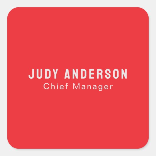 Trend Bright Red Professional Plain Modern Elegant Vierkante Sticker (Voorkant)
