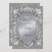 trend chic zilver modieus verlovingsfeestje kaart (Voorkant / Achterkant)