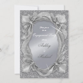 trend chic zilver modieus verlovingsfeestje kaart