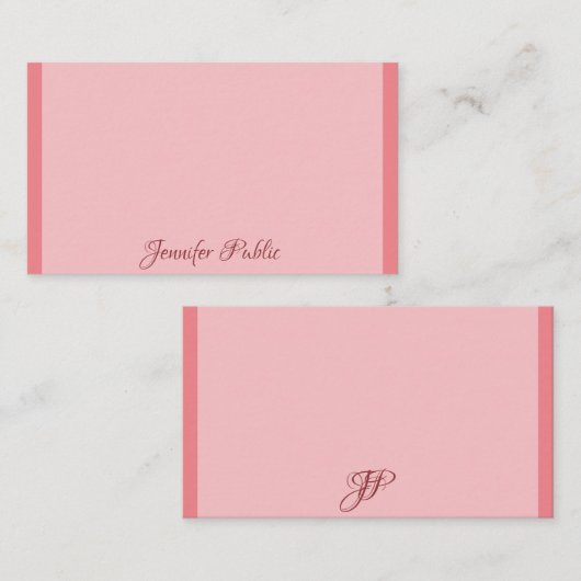 Trend Color Custom Handgeschreven Script Monogram Notitiekaartje (Voorkant / Achterkant)