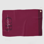 Trend Color - Donker Bourgondisch Script Golf Hand Golfhanddoek (Horizontaal)