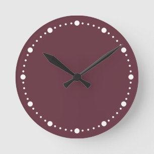 Trend Color - Donkerrode wijn witte Stippen Ronde Klok