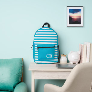 Trend Color - Levendige cyaan strepen geprinte rug Bedrukte Rugzak