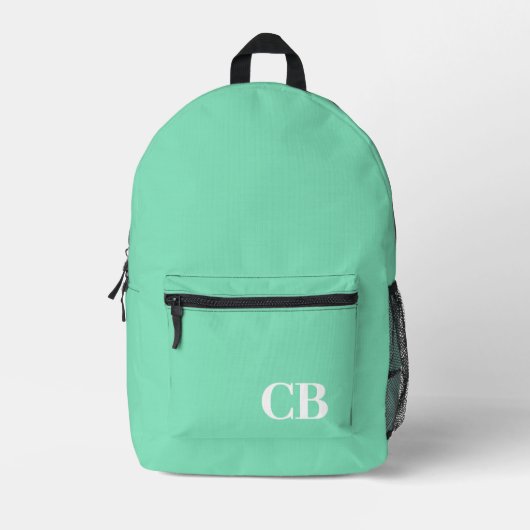 Trend Color - Minty Green Monogram afgedrukte rugz Bedrukte Rugzak (Voorkant)