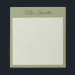 Trend Color Reed Green Classic Notitieblok<br><div class="desc">Notitieblok met personaliseerbare naam in effen rood-groene kleur. -- Dit moderne en stijlvolle Notitieblok voegt een elegante en minimalistische toets toe aan uw organisatorische essentie. Het eenvoudige en schone ontwerp in effen kleur biedt een tijdloze aantrekkingskracht. Ontdek onze trendy kleuren voor meer producten in dezelfde schaduw of ontdek andere stijlvolle...</div>