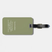Trend Color Reed Green Minimalistisch Bagagelabel (Achterkant horizontaal)