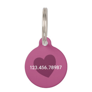 Trend Color - Roze Paarse Berry Hart Huisdier ID T Huisdierpenning