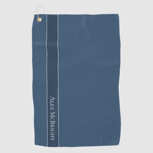Trend Color Serious Blue Modern Name Golf Towel Golfhanddoek (Voorkant)