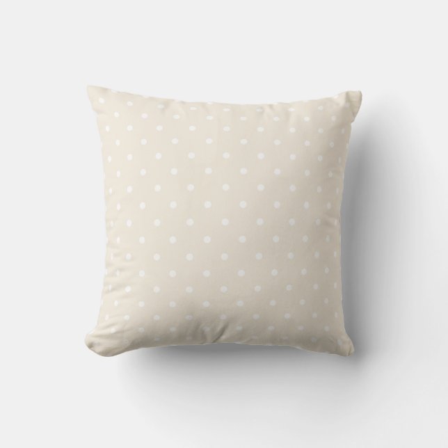 Trend Color Sjabloon Beige Cream White poka Dots Kussen (Voorkant)