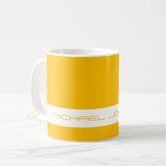 Trend Color Sunburst Yellow - Futuristische naam M Koffiemok (Voorkant links)