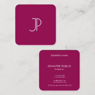 Trend Color Viva Magenta Elegant Monogram Sjabloon Vierkante Visitekaartje