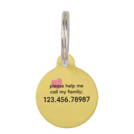 Trend Color Zacht Geel Help Pet ID Tag Huisdierpenning