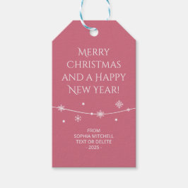 Trend Color - Zacht Roze Sneeuwvlok Gift Labels Cadeaulabel
